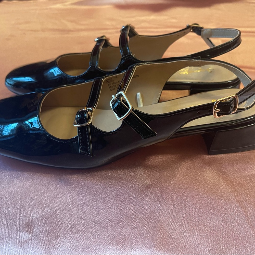 Glossy Black Mary Jane Low Heel